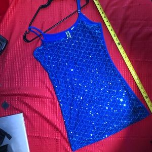 BKE Vibrant Blue Sequin Tank Top